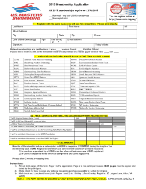 2015 USMS Membership Application