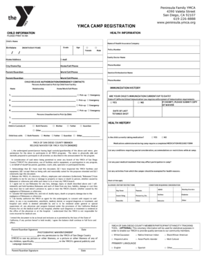 YMCA Camp Registration Form