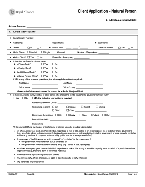 Client Application – Natural Person