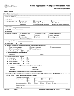 Client Application – Company Retirement Plan