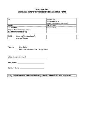 Workers' Compensation Claim Transmittal Form
