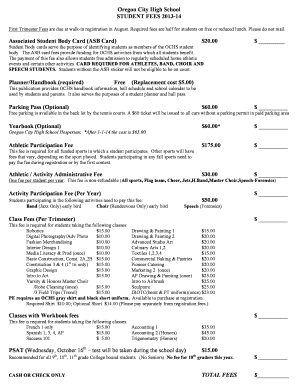 Oregon City High School Student Fees Form