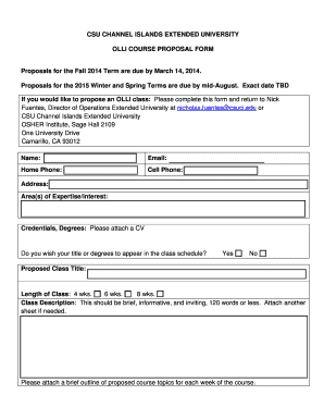 Course Proposal Form - CSU Channel Islands Extended University - ext csuci