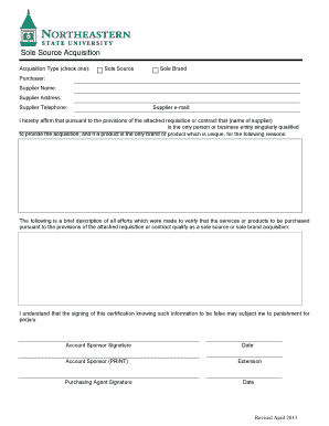 Sole Source or Sole Brand Certification