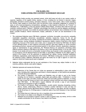 CBS Radio User Generated Content Submission Release