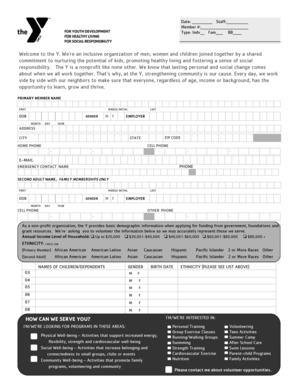 YMCA Membership Application Form
