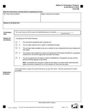 Notice To Terminate a Tenancy