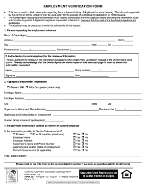 Employment Verification Form