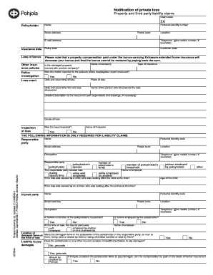 Pohjola Insurance Loss Notification Form