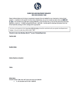 Furniture and Equipment Request Form