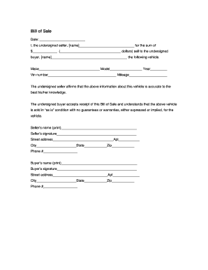 Bill of Sale Form