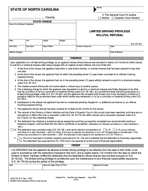 North Carolina Limited Driving Privilege Form