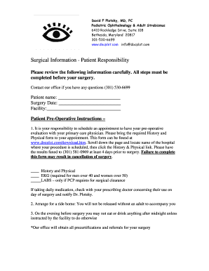 Patient Pre-Operative Instructions