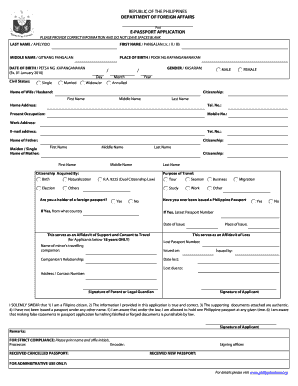 Philippines E-Passport Application Form