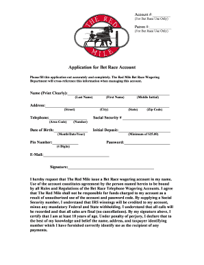 Bet Race Account Application