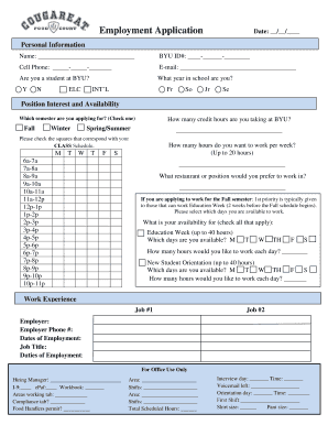 BYU Employment Application Form