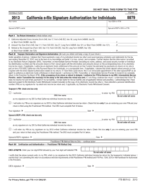 California e-file Signature Authorization for Individuals 8879