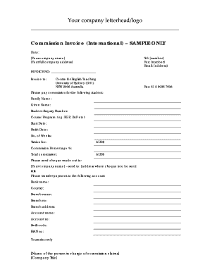 Commission Invoice (International)