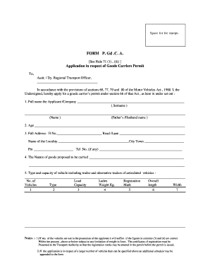 Goods Carrier Permit Application Form