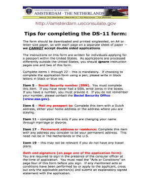 US Passport Application Form DS-11