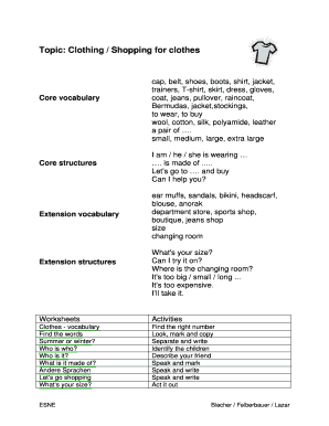 Clothing Vocabulary Worksheet