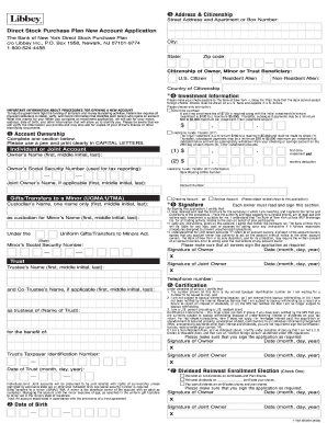 Direct Stock Purchase Plan Application