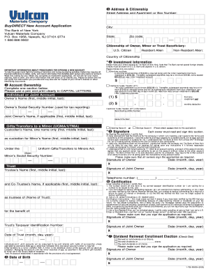 The Bank of New York New Account Application