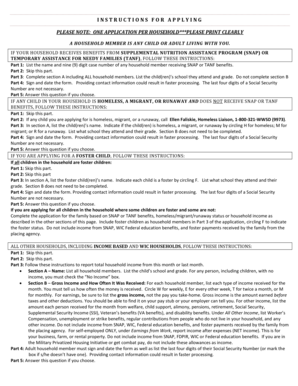 2012-2013 Free and Reduced Price School Meals Family Application