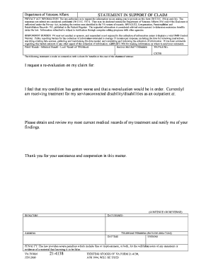 VA Form 21-4138 Statement in Support of Claim