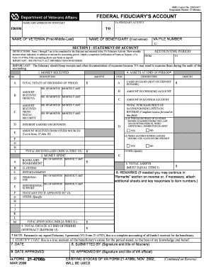 VA Form 21-4706b Fiduciary Activity Report