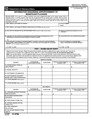 VA Form 21-0788 Apportionment of Beneficiary's Award