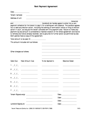 Rent Payment Agreement