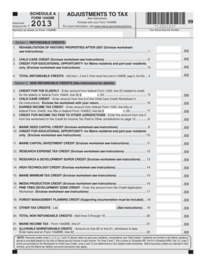 Maine Tax Adjustments Form 1040ME