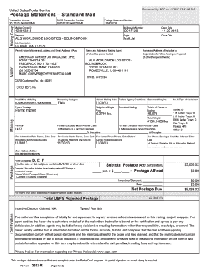 USPS Postage Statement Form 3602-R