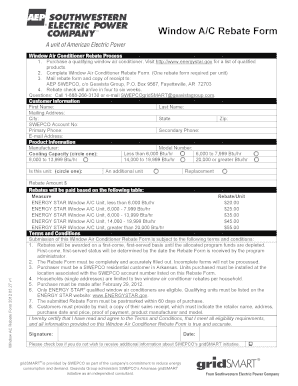 Window A/C Rebate Form