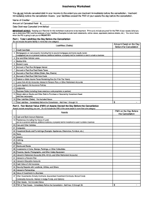 Insolvency Worksheet