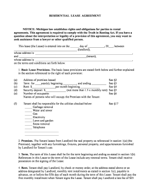 Michigan Residential Lease Agreement