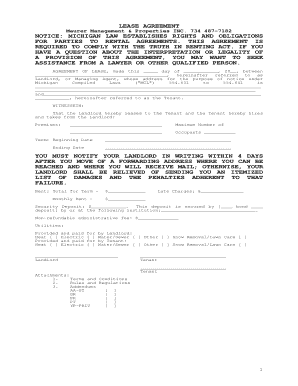 Michigan Residential Lease Agreement