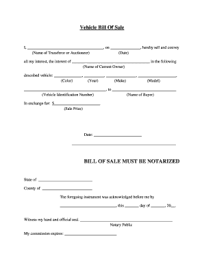 Vehicle Bill Of Sale