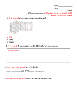 2nd Grade 1st Quarter Assessment