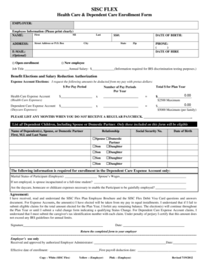 SISC Flex Health Care & Dependent Care Enrollment Form