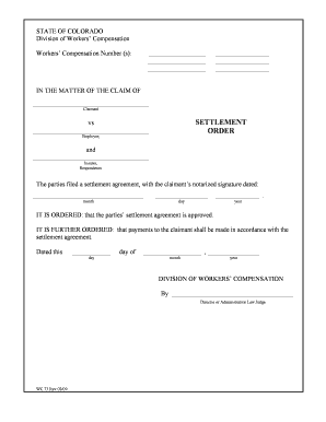 Colorado Workers' Compensation Settlement Order