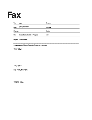 IRS Form 2290 Schedule 1 Request
