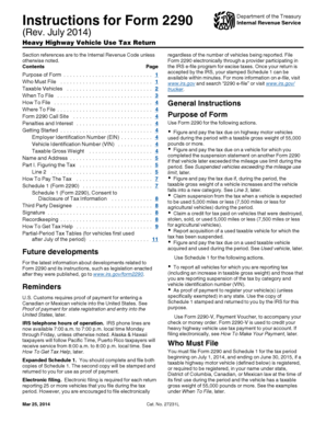 Form 2290 Heavy Highway Vehicle Use Tax Return