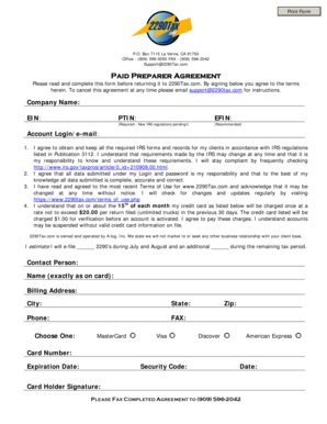 Paid Preparer Agreement