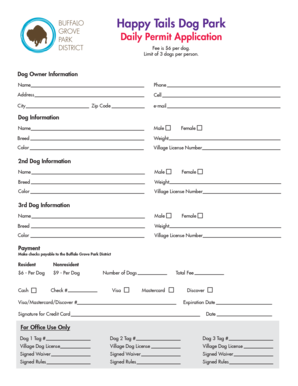 Happy Tails Dog Park Daily Permit Application