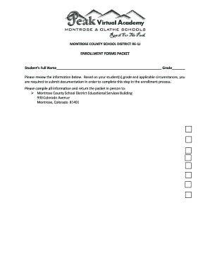 Montrose County School District Enrollment Form