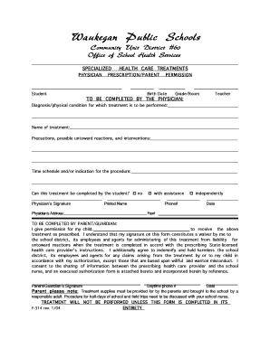 Specialized Health Care Treatment Permission Form