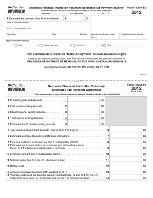 2012 Nebraska Financial Institution Voluntary Estimated Tax Payment Voucher