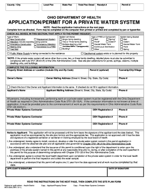 Ohio Private Water System Application